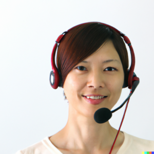 image of transcriptionist with headphone that is AI